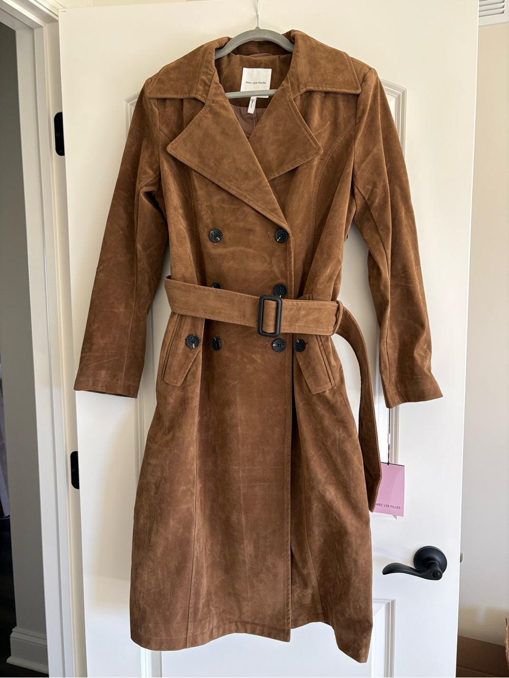 Avec Les Filles suede belted trench coat